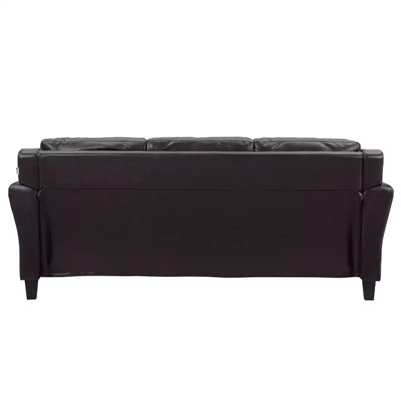 Faux Leather Sofa Java Brown - : Upholstered, 3-Seater, Tufted Back, High-Density Foam
