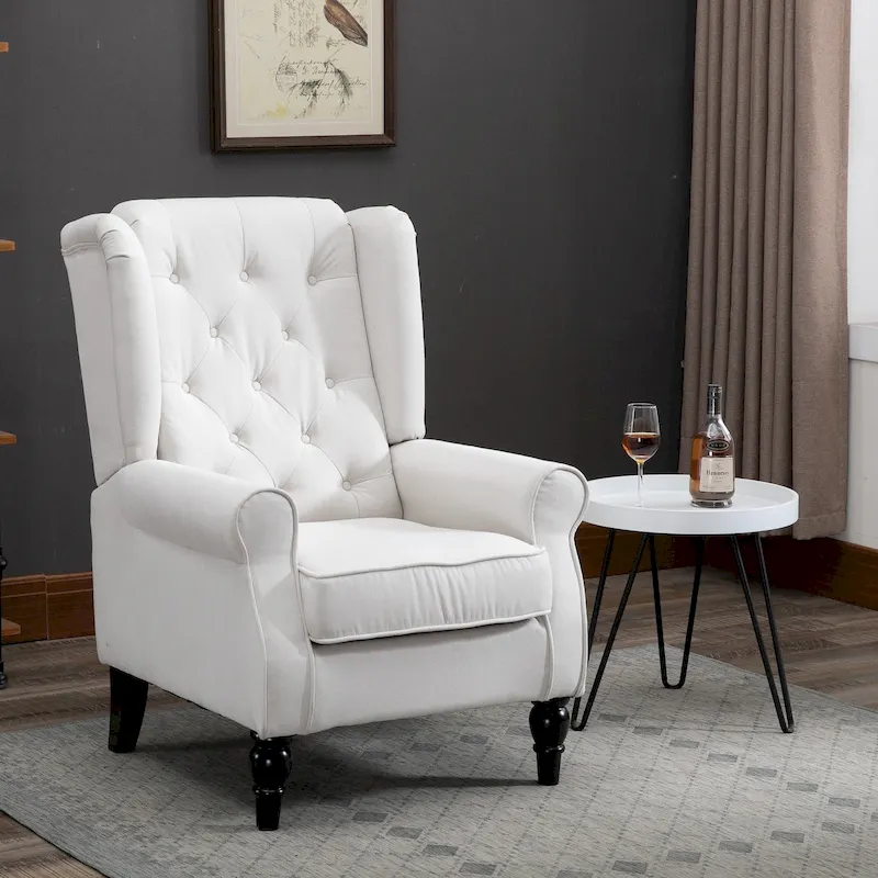 HOMCOM Copper Grove Guanta Tufted Wood Leg Accent Chair