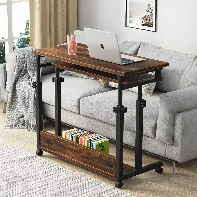 Portable Desk with Wheels Mobile HeightAdjustable Laptop Desk