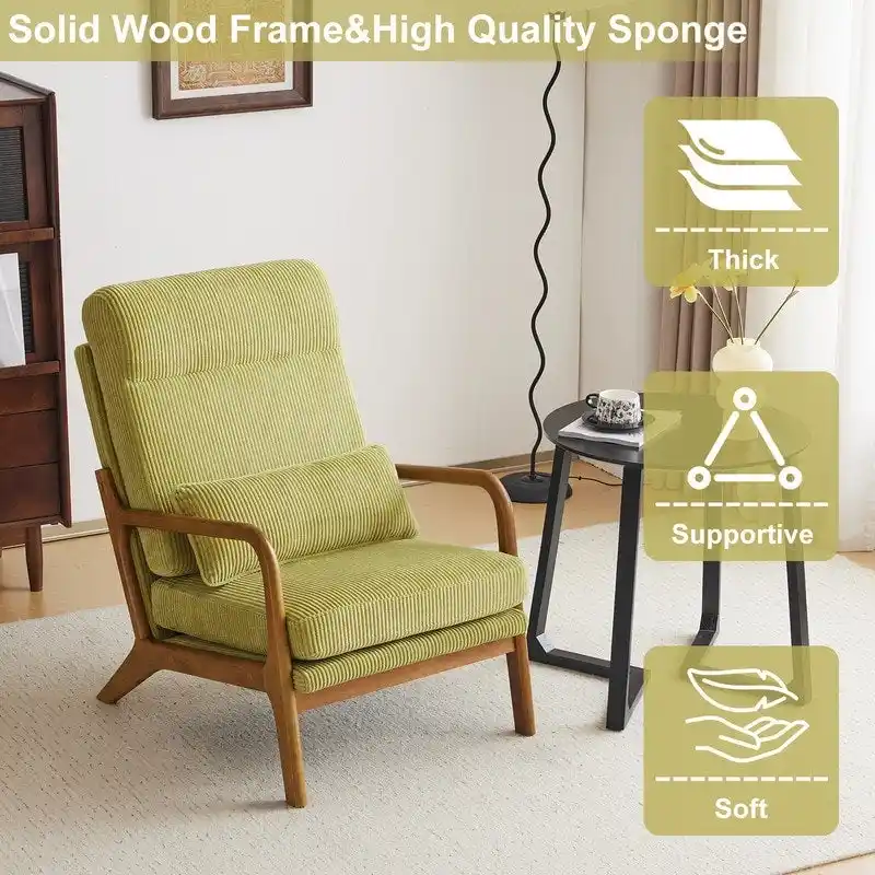 High Back Solid Wood Armrest Backrest Leisure Chair Accent Chair