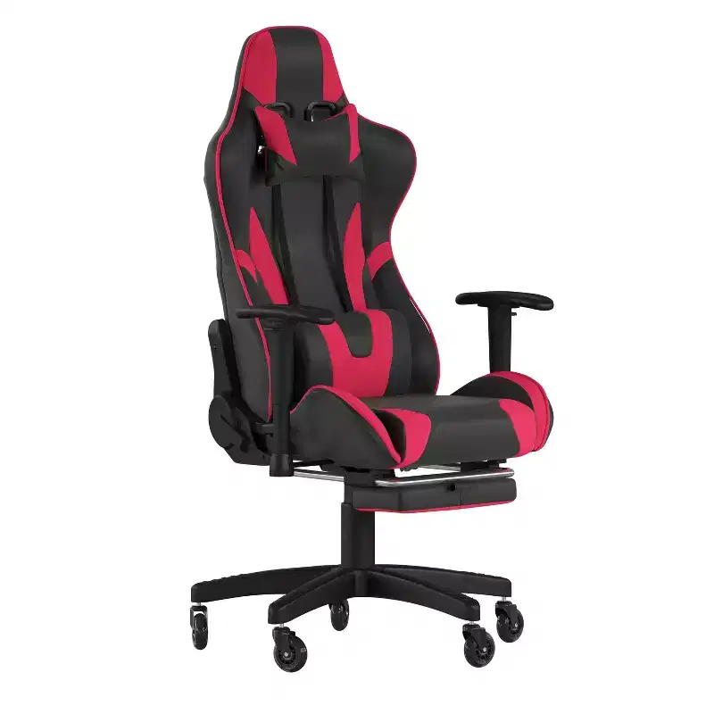 Flash Furniture X30 Gaming Chair Racing Computer Chair with Reclining Back, Slide-Out Footrest, and Transparent Roller Wheels