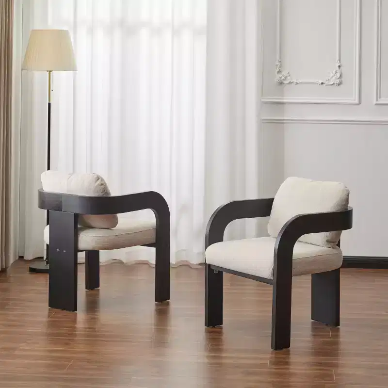 Okak Modern Dining Chairs with Pillow Back Set of 2, Solid Wood Frame, Fabric Armchairs Kitchen Side Chairs for Living/Dining Room