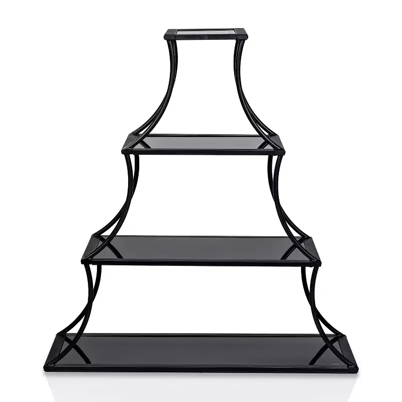 50.63" Kurry 4 Shelves Bookcase Sand Black - miBasics: Transitional, Tapering Profile, 5mm Glass