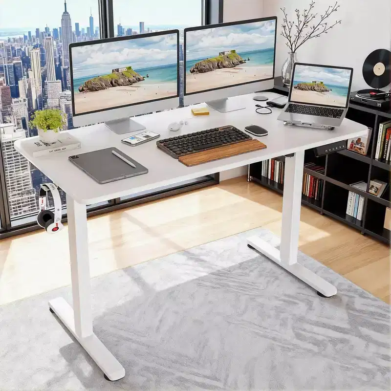 48x24 White Electric Standing Desk - Splice Board, Electric Height Adjustment