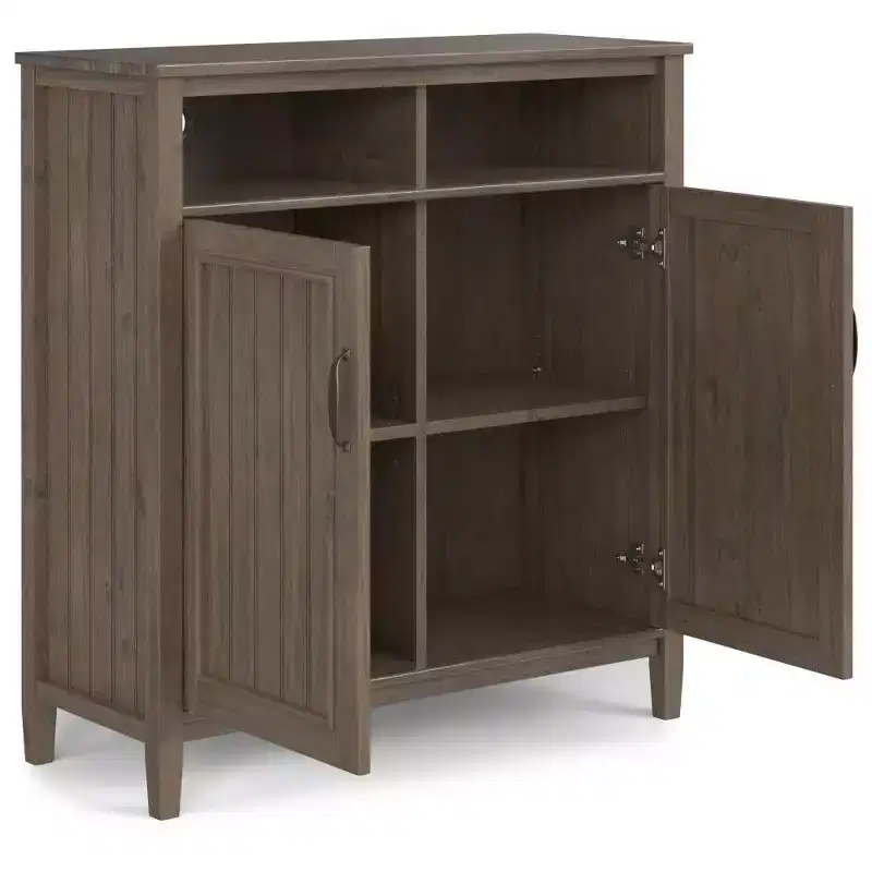Medium Storage Cabinet Smoky Brown - : Adjustable Shelves, Media Stand, Cord Management