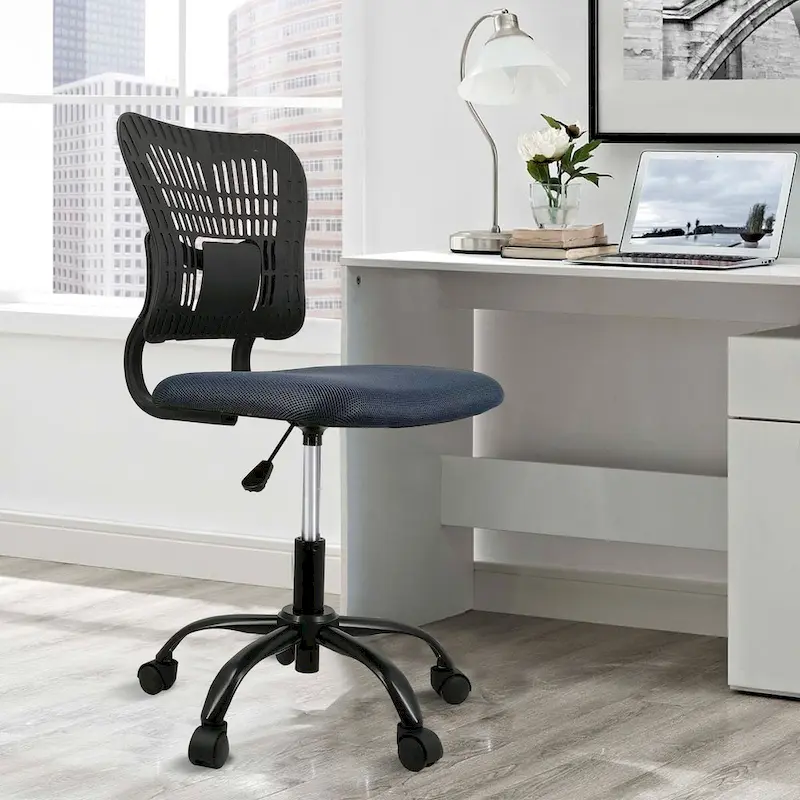 Armless Mesh Office Chair with Adjustable Height