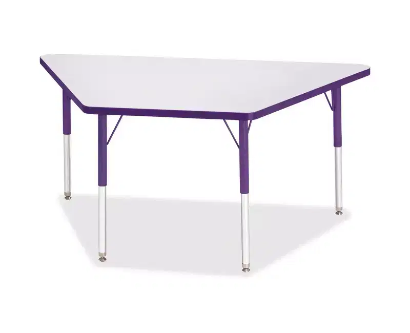 Jonti-Craft Berries Adult-Size Gray Laminate Trapezoid Table 30 x 60 in Purple