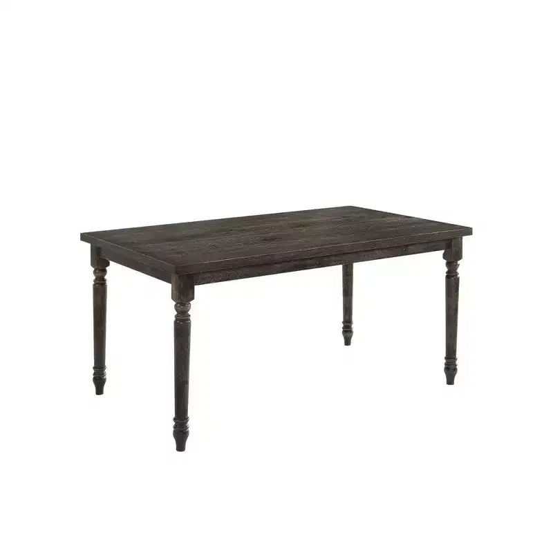 Farmhouse Style Wooden Dining Table with Rectangular Top and Turned Legs, Gray