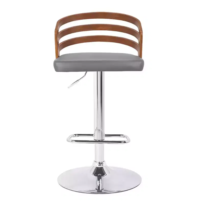 GDFStudio Adele Faux Leather and Wood Adjustable Swivel Bar Stool with Footrest
