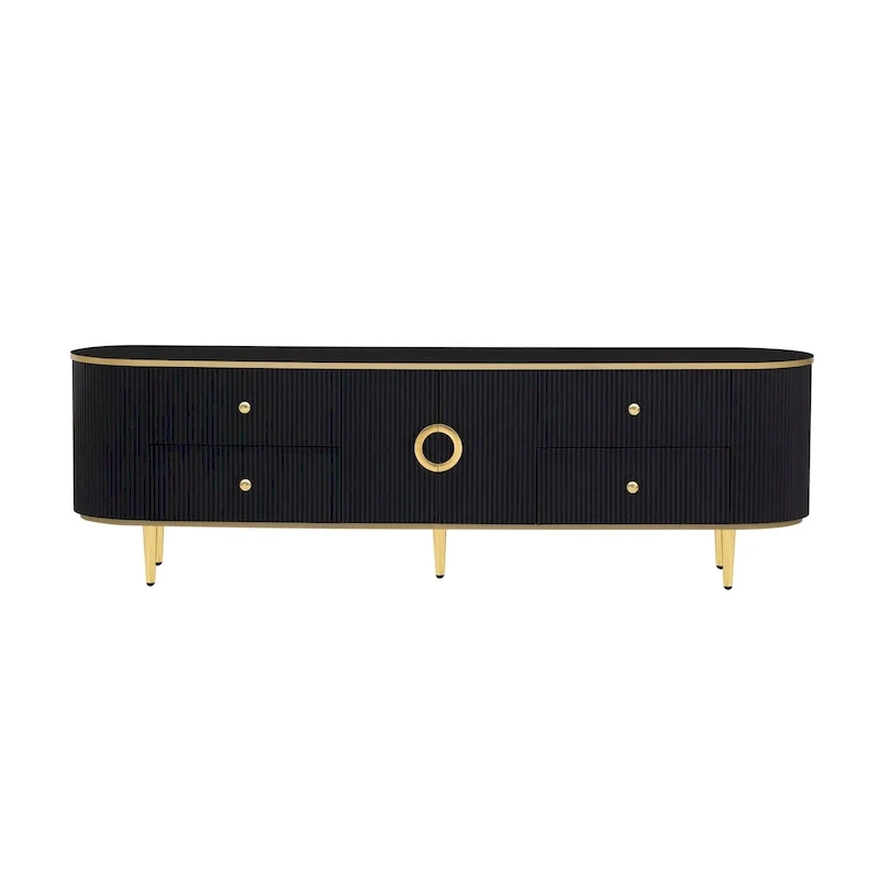 Modern TV Stand for TVs up to 80 Inches, Entertainment Center with 4 Drawers and 1 Cabinet