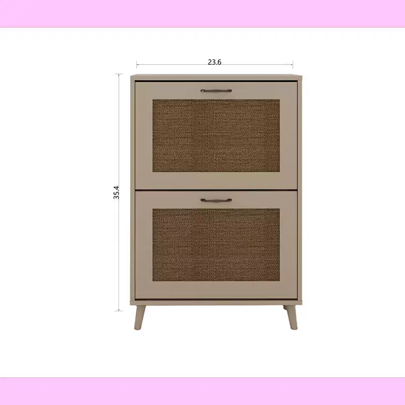 Modern 2-Tier Shoe Cabinet with Mesh Panels, Light Gray, Wood Construction, Entryway Storage Organizer for 12 Pairs