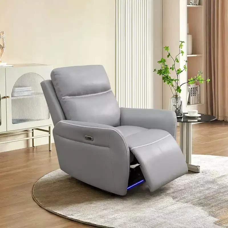 MAYEERTY Power Recliner Chair, Electric Reclining Chair with USB Charging, Adjustable Backrest for Living Room, Light Grey