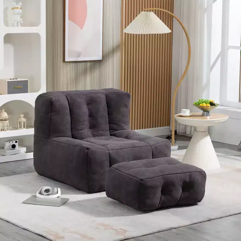TUYOHW Bean Bag Chair and Ottoman Set, Memory Foam Floor Chair for Ultimate Comfort, Lazy Sofa Chair for Reading Room, Living Room