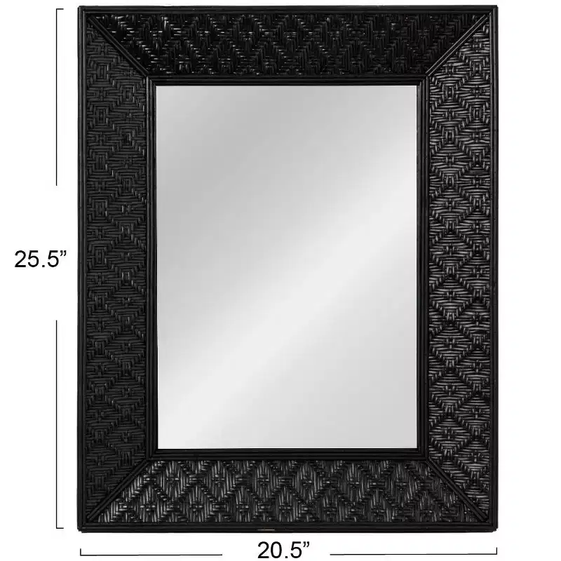 Storied Home Handwoven Rattan Rectangle Wall Mirror