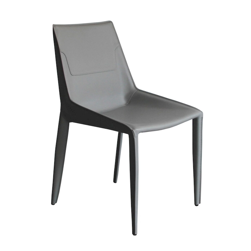 Modrest Halo Modern Light Grey Saddle Leather Dining Chair (Set of 2)