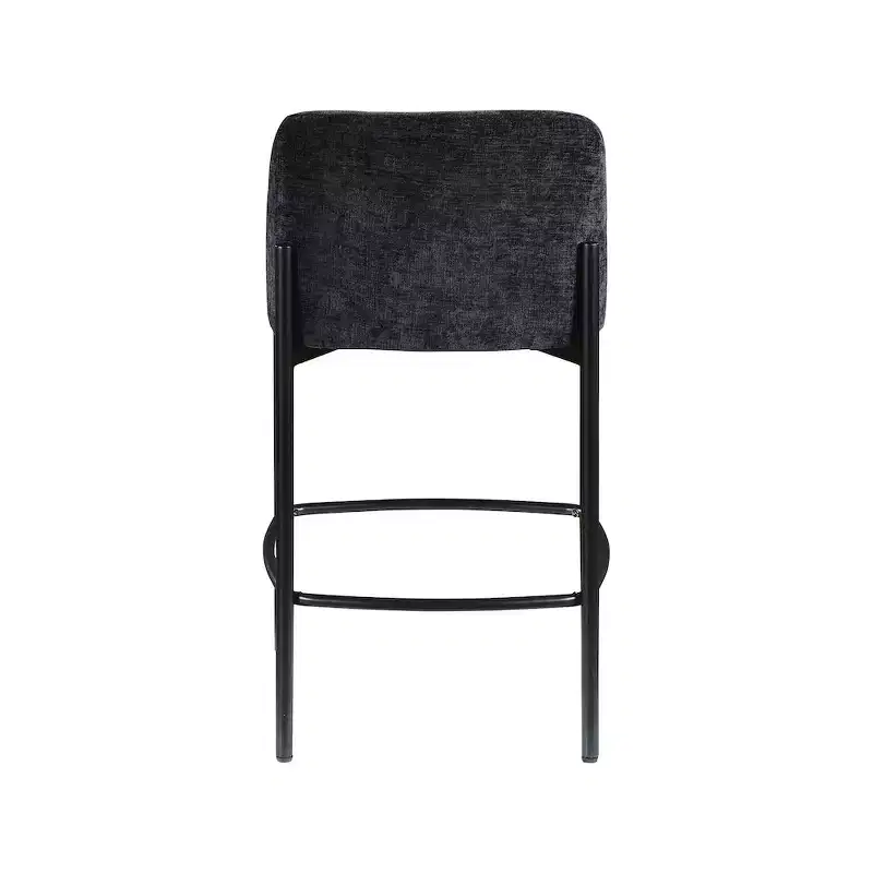 Meridian Furniture,Burton Black Chenille Fabric Stool, Set of 2