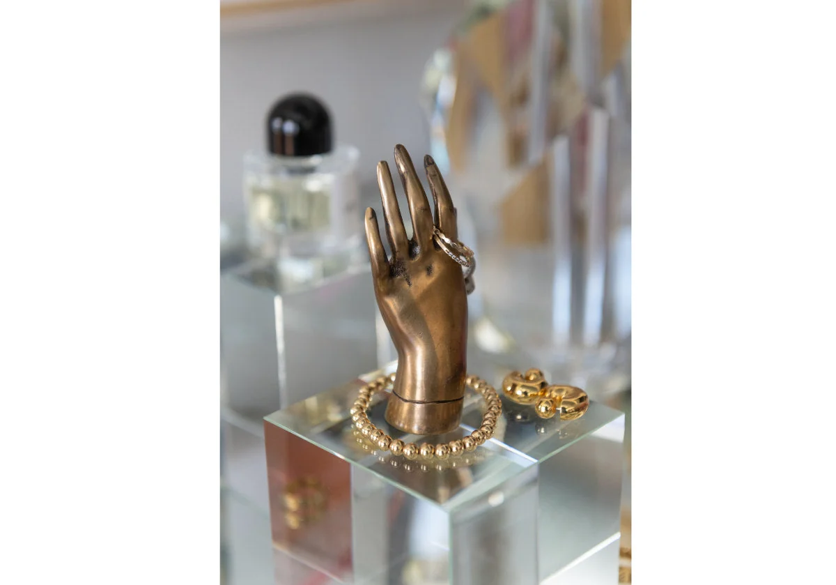 Artistic Brass Hand Sculpture with Greeting & Friendship Symbolism for Entryway & Living Room