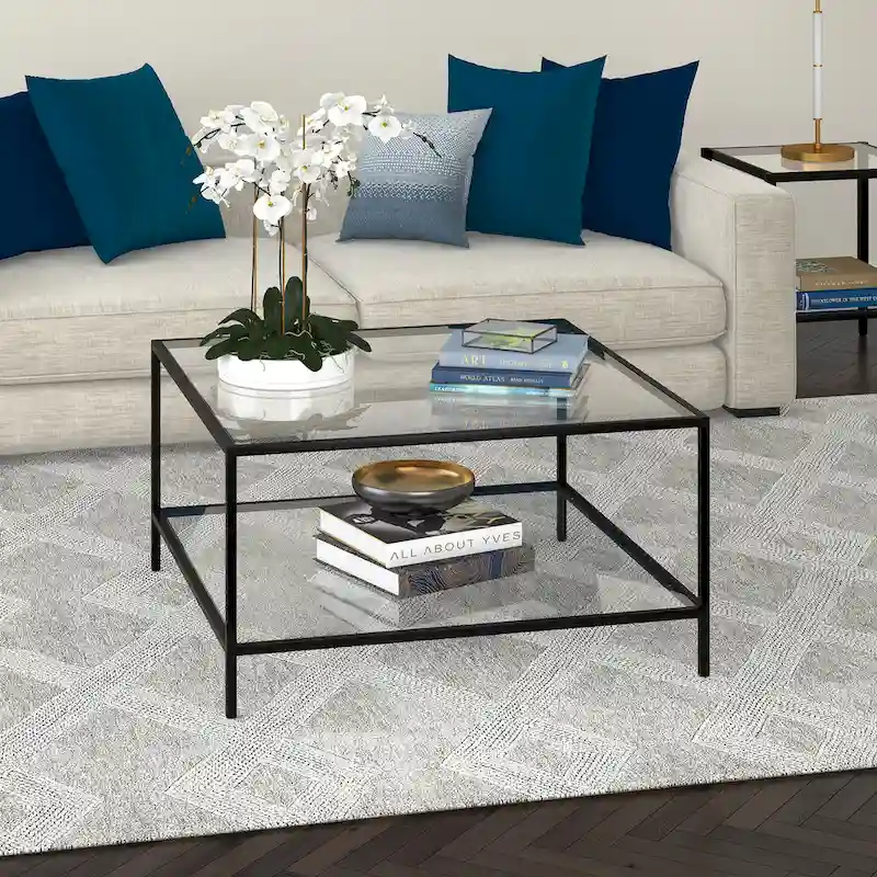 Sivil 32   Square Coffee Table with Shelf