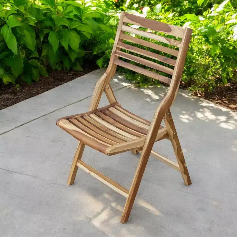 22 Brown Solid Wood Outdoor Folding Dining Chair