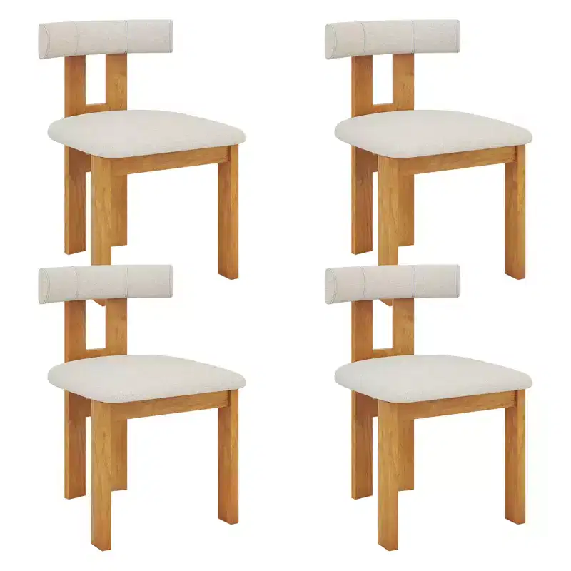 Costway Dining Chair Set of 4 Upholstered Kitchen Chair w/ Padded Seat & Curved Backrest