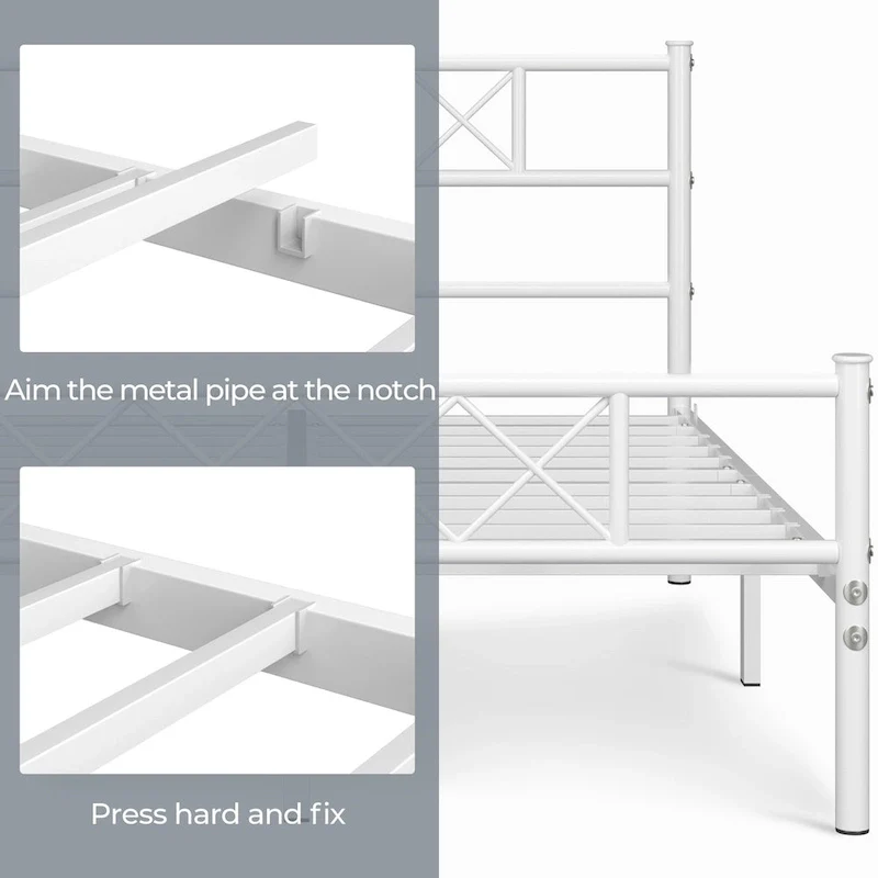 Metal Bed Frame with Slatted Base
