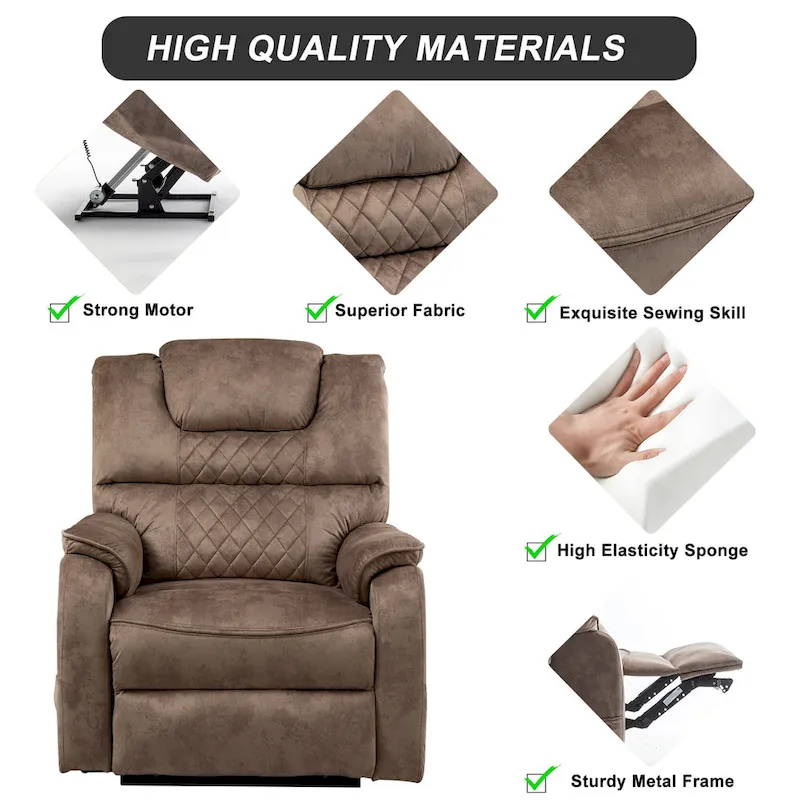 35.5W Dual Electric Power Lift Recliner,Massage&Heat,180 degrees