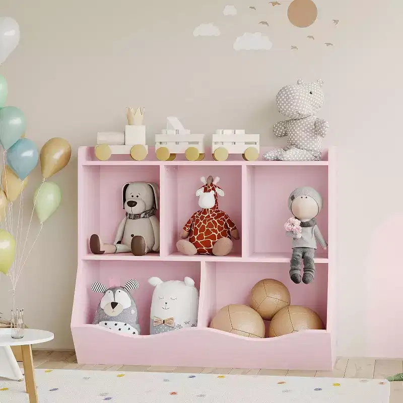 Acekool Kids Bookshelf with Storage Cubbies, Toy Organizer and Bookcase for Playroom, Bedroom, Nursery, White