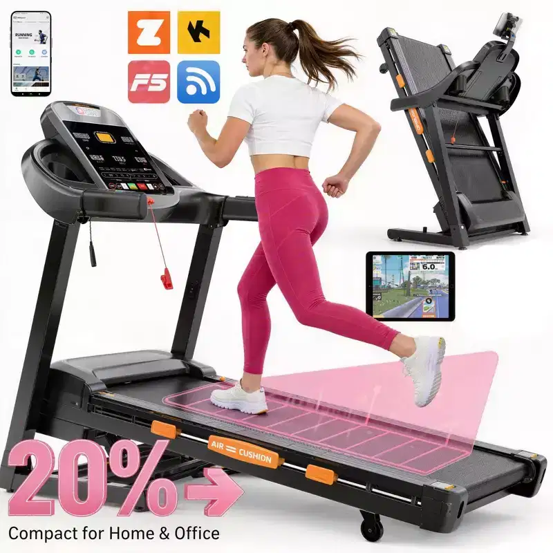4-in-1 Treadmill with 20% Incline, Portable Treadmills for Home with Handle, Foldable Treadmills, 5HP, 105Program