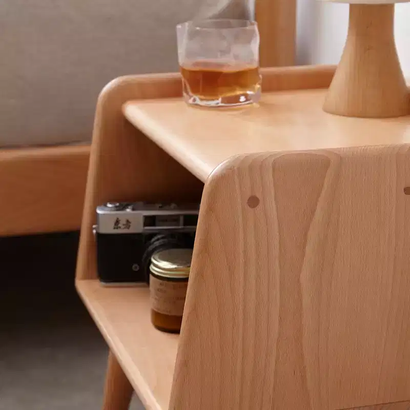 Natural Solid Wood Nightstand for Bedroom and Living Room