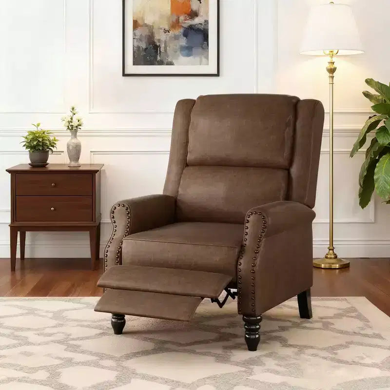 MAYEERTY Coffee Faux Leather Pushback Recliner Chair Ergonomic Design for Living Room Bedroom RV