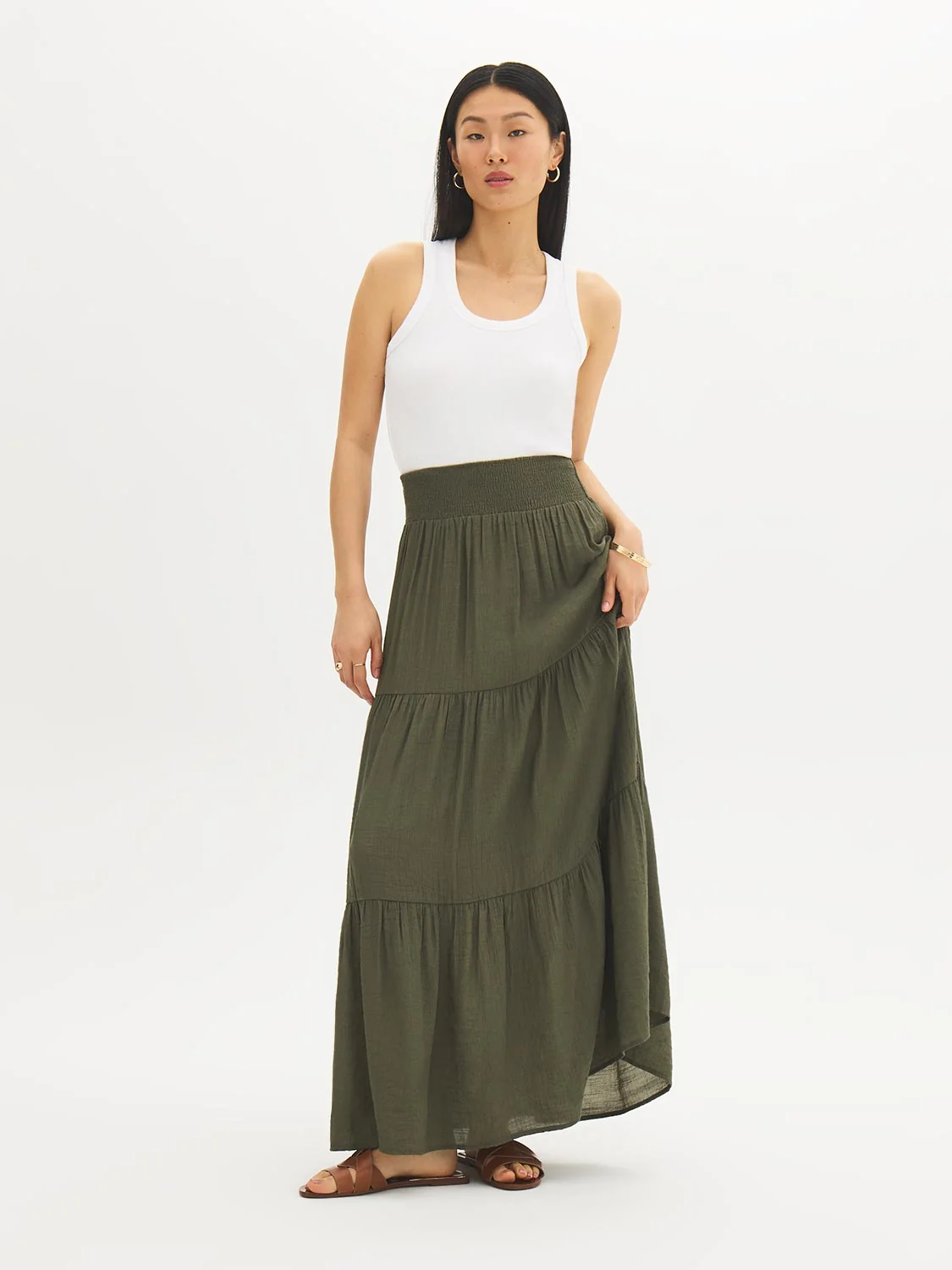 Tiered Smocked Maxi Skirt