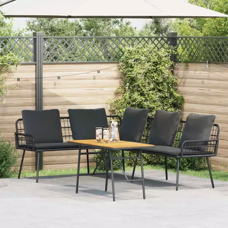 vidaXL Garden Sofa Set 2 pcs Black poly rattan