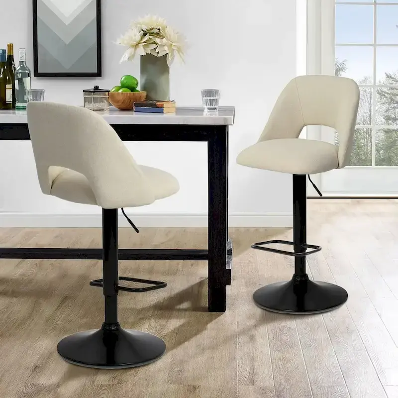 17.7 Bigger Base Vinyl Adjustable Height Swivel Bar Stool, Set of 2 - 32x17x17