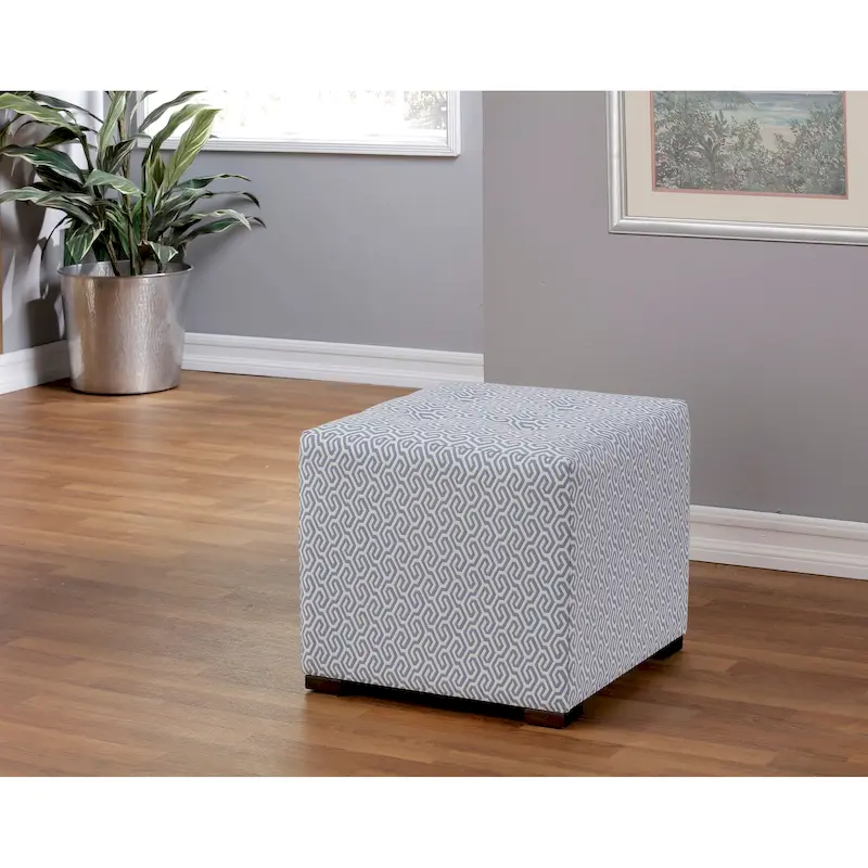 Multi-Color Square Button Tufted Ottoman with Black Legs for 1 Person