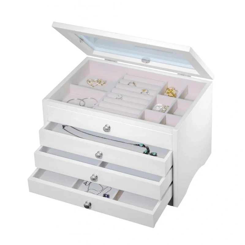 Elegant 3-drawer White Jewelry Box