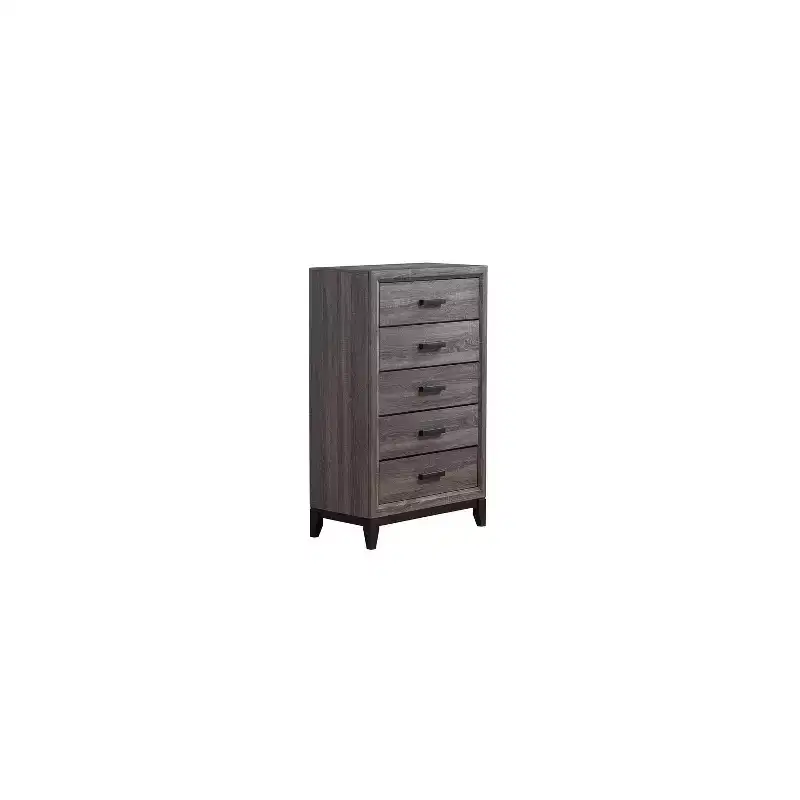 HomeStock 19 in.H Wood Veneer Vertical Dressers with 5 - Drawers in Gray Finish