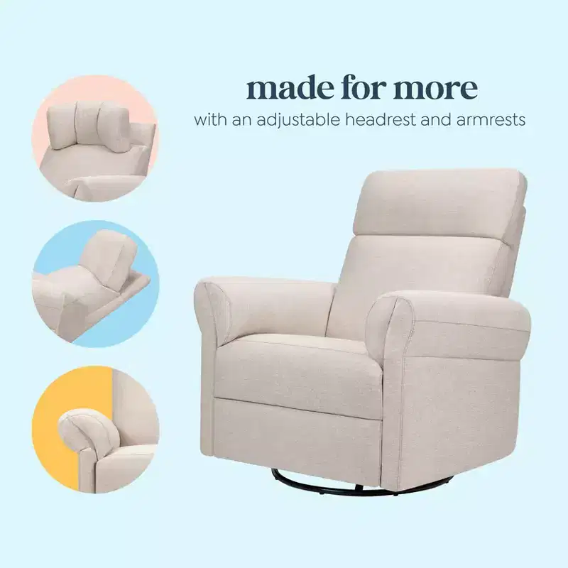 Recliner and Swivel Glider with Adjustable Headrest and Armrests