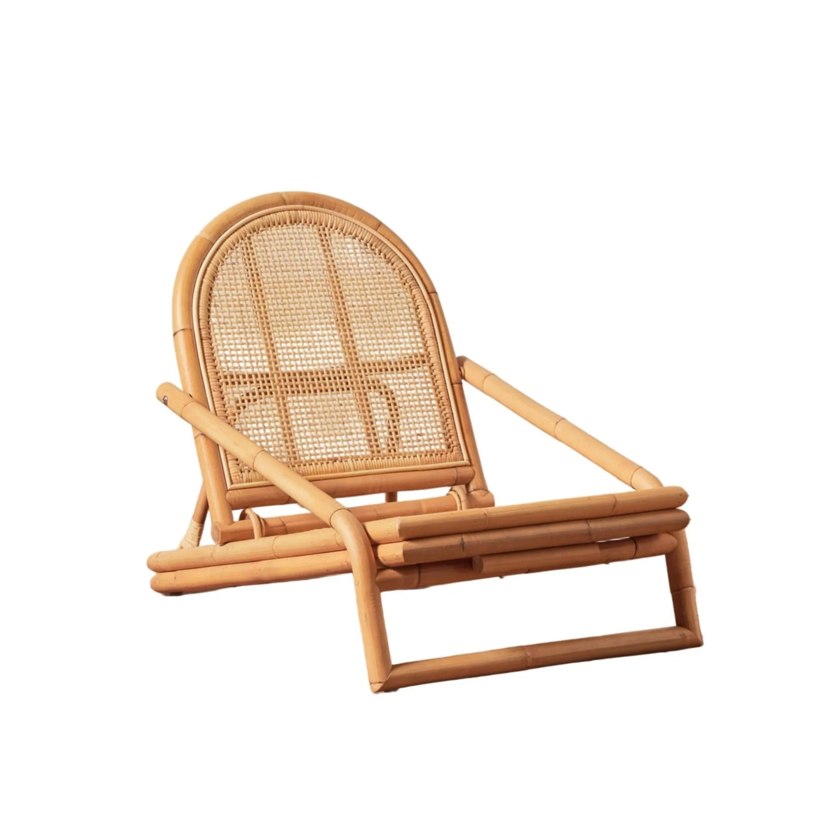 Collapsible Sustainably Harvested Rattan Outdoor Chair with Deep Seat & Arch Back for Patio or Garden