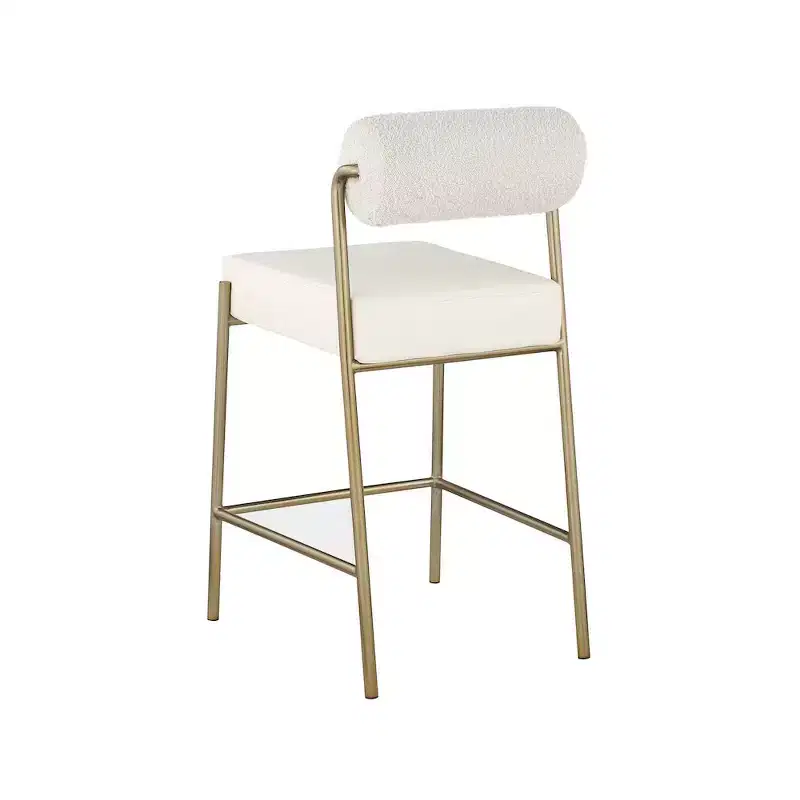 Meridian Furniture,Carly Cream Vegan Leather Seat / Boucle Fabric Back Counter Stool
