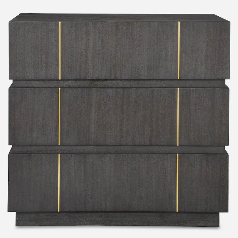3-Drawer Accent Chest – Dark Walnut Acacia Veneer, 35