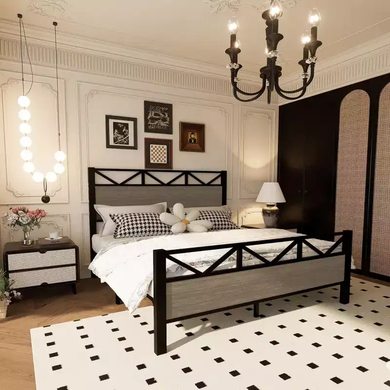 MAYEERTY Full Size Bed Frame, Sturdy Platform Bed with Headboard & Footboard, Easy Assembly for Bedroom