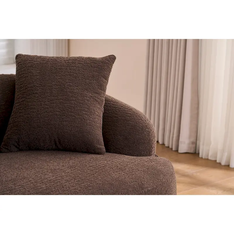 L-Shaped Chenille Sectional Sofa with Chaise and 4 Pillows