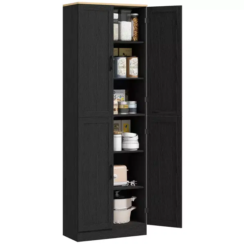 HOMCOM 67 Freestanding Kitchen Pantry, 4-Door Storage Cabinet Organizer with Adjustable Shelves and Doors