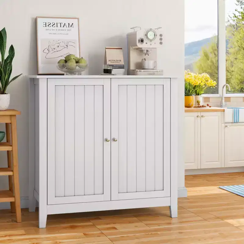 GDFStudio Lux Mid-Century Modern 31.5'' Freestanding Storage Cabinet with Double-Door