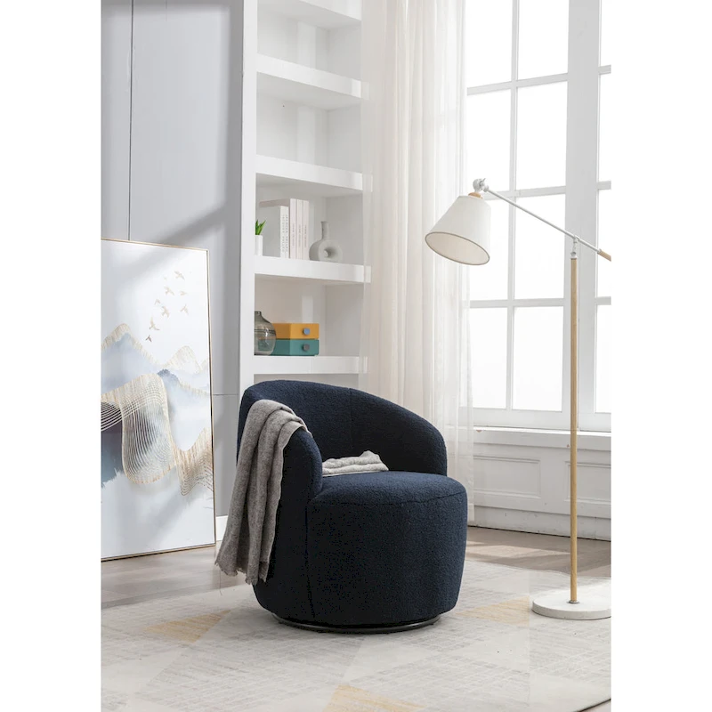 Green Modern 25.6 Swivel Barrel Chair with Metal Ring