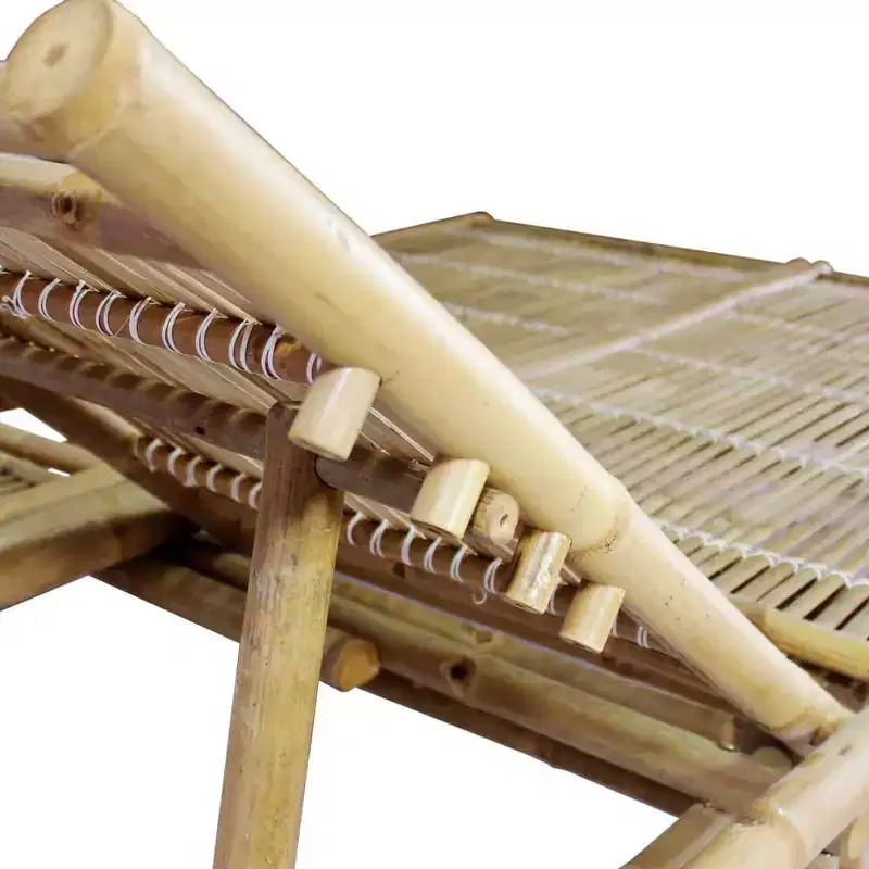 vidaXL Sun Lounger Natural bamboo, (cushions)