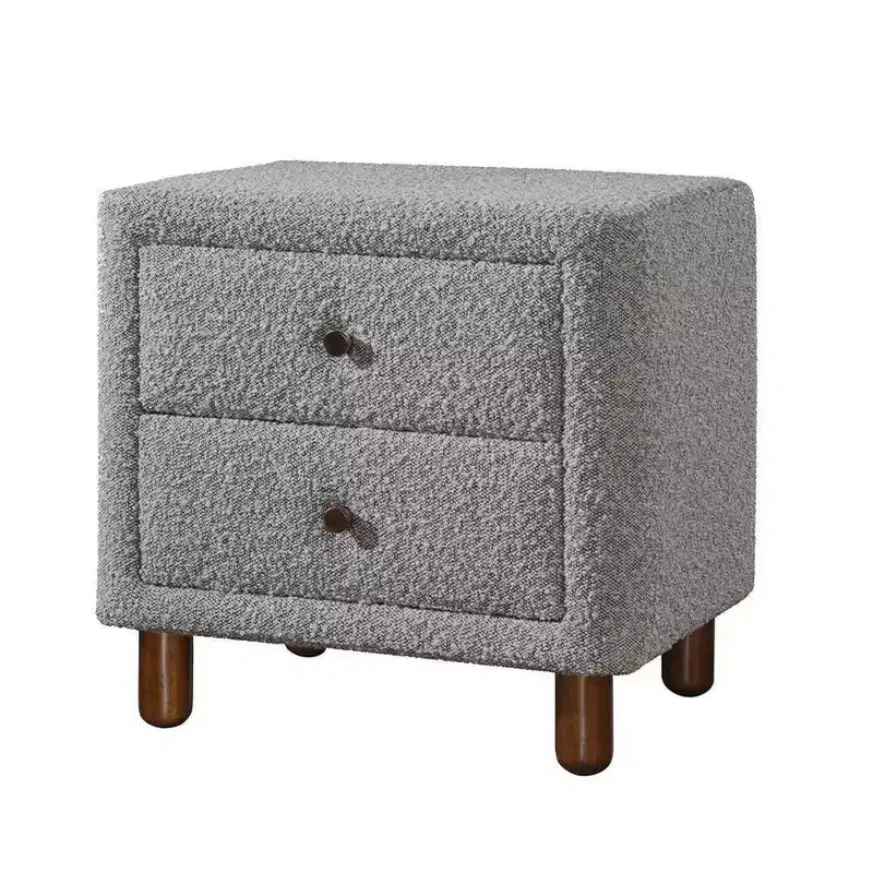 Royal Hampton 20 Inch Nightstand, 2 Drawers, Boucle Upholstery