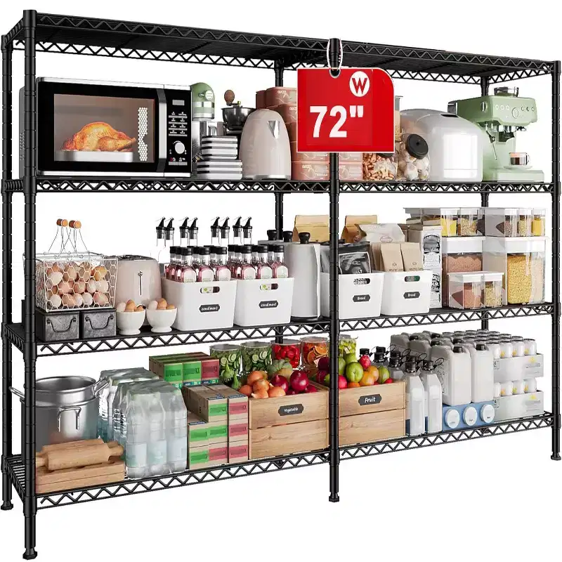 4-Tier Heavy Duty Metal Storage Rack, 72W x 18D x 60H Adjustable Wire Metal Shelves for Storage, 1600LBS Free Standing Storage Shelf Units