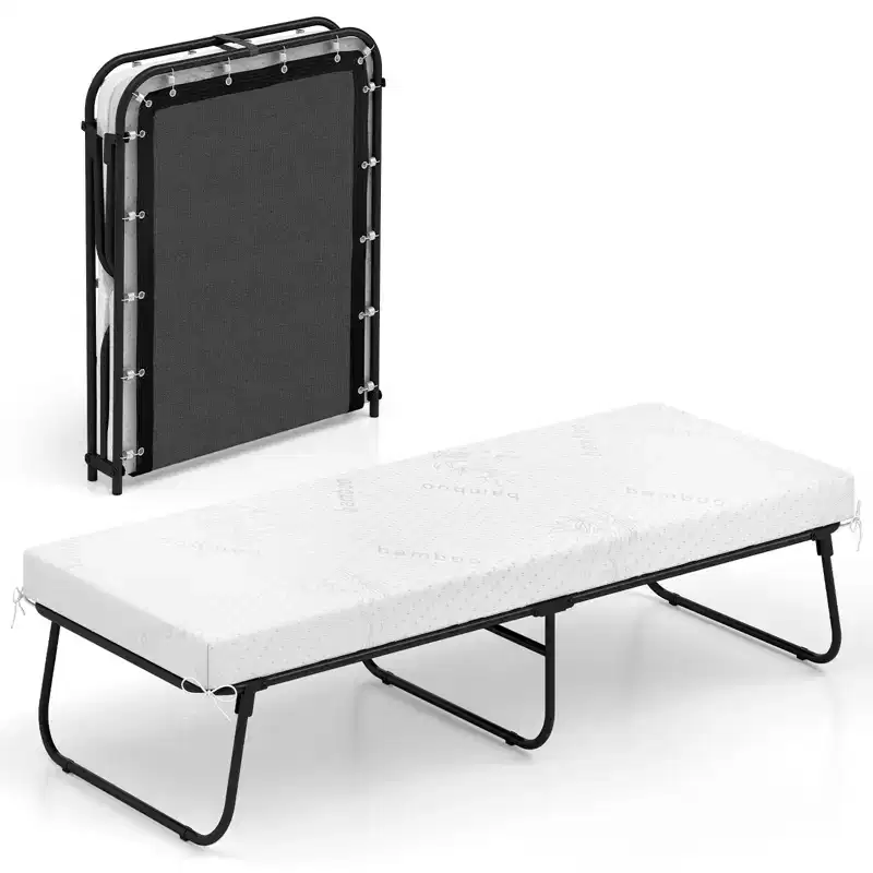 Costway 75 x 31 Folding Bed w/ Memory Foam Breathable Mesh & Heavy-Duty Metal Frame