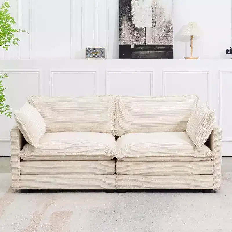 Hyleory 78'' Upholstered Corduroy Reception Loveseat